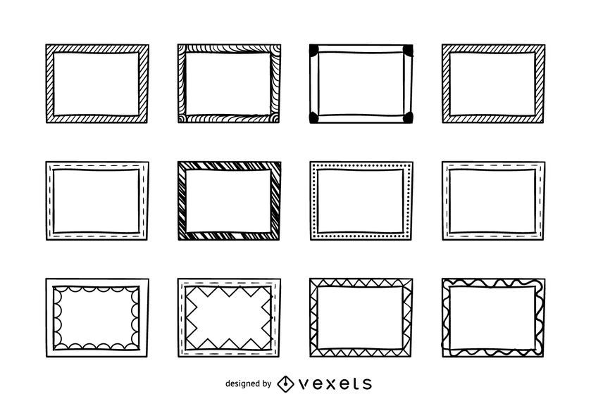 Rectangular picture frame doodle set Rectangular picture frame doodle set