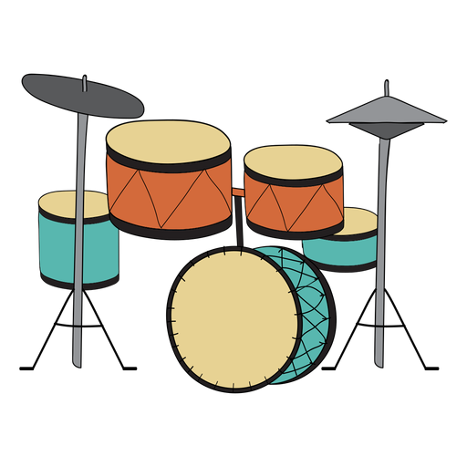 Drum set musical instrument doodle PNG Design