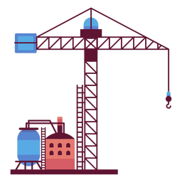 Factory and industrial tower crane PNG Design