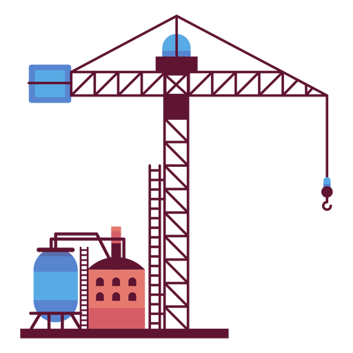 Factory and industrial tower crane PNG Design