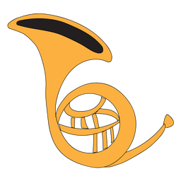 French horn musical instrument doodle PNG Design