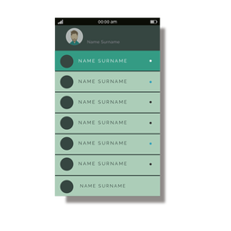 Interfaz móvil de lista de contactos verde Diseño PNG Transparent PNG