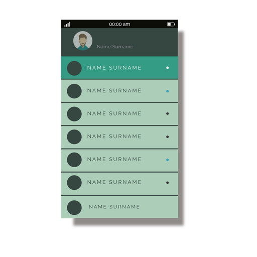 Green contacts list mobile interface PNG Design