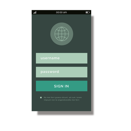 Green sign up mobile interface PNG Design