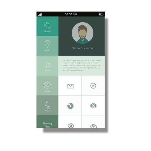 Green user menu mobile interface PNG Design