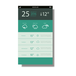 Interfaz móvil de la aplicación de clima verde Diseño PNG Transparent PNG