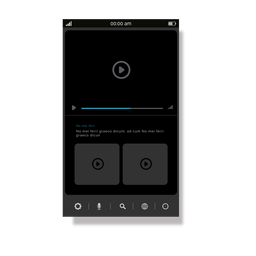 Grey media player user interface PNG Design