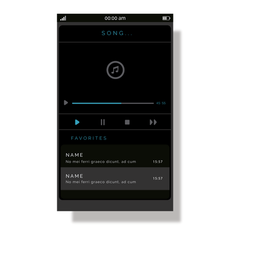 Grey music player user interface PNG Design