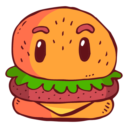 Dibujos animados de car?cter de hamburguesa Diseño PNG