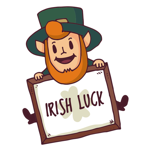 Dibujos animados de tablero de suerte irland?s de duende Diseño PNG