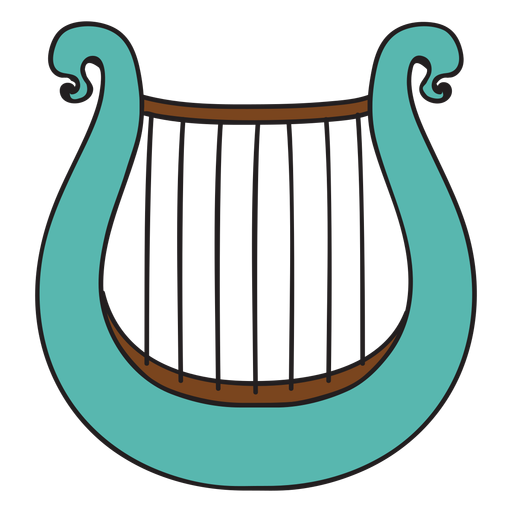 Doodle de instrumentos musicales de lira. Diseño PNG