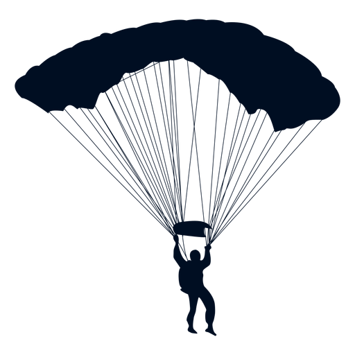 Mann der mit Fallschirmschattenbild fällt PNG-Design