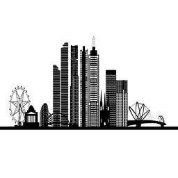 Melbourne Skyline Silhouette PNG-Design