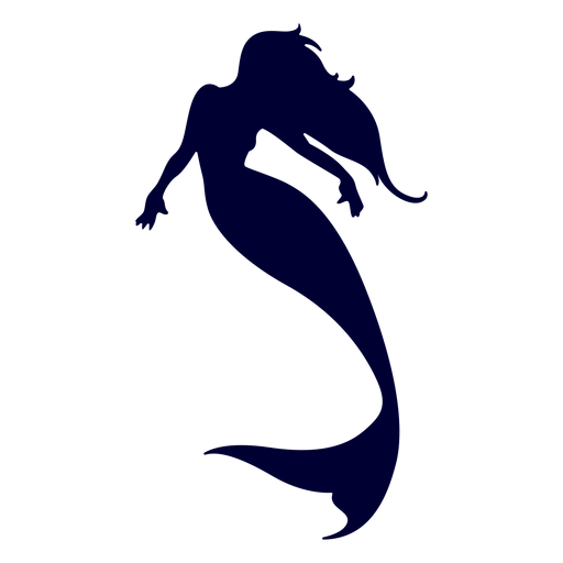 Silhueta de sereia nadando Desenho PNG