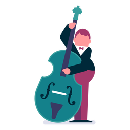 Orquesta de dibujos animados de contrabajista Diseño PNG