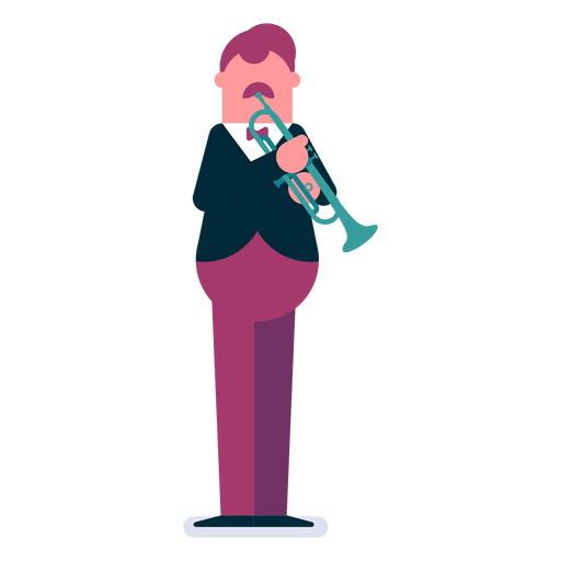 Orquesta de trompetista de dibujos animados Diseño PNG