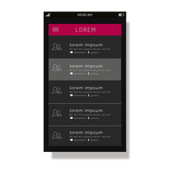 Interface do menu da lista de contatos rosa Desenho PNG