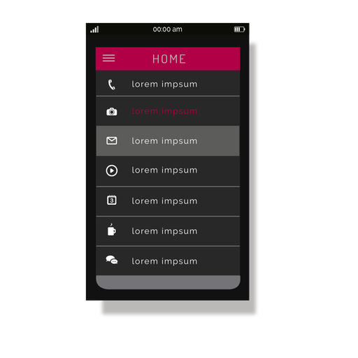 Pink home menu interface PNG Design