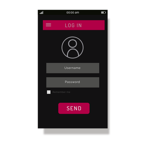 Interface do menu de login rosa Desenho PNG