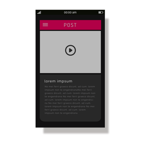 Pink media player interface PNG Design