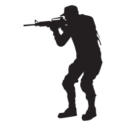 Soldier aiming with rifle silhouette PNG Design