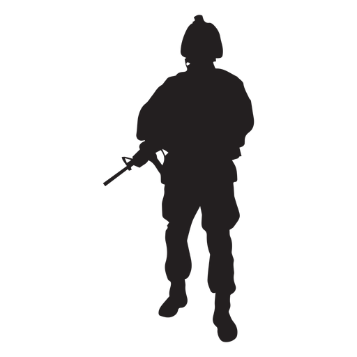 Soldier holding rifle silhouette PNG Design