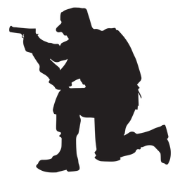 Soldado ajoelhado apontando a silhueta Desenho PNG Transparent PNG