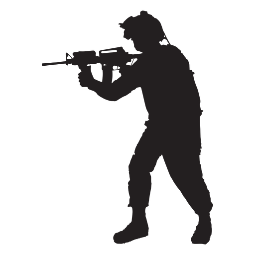 Soldado apontando silhueta de rifle