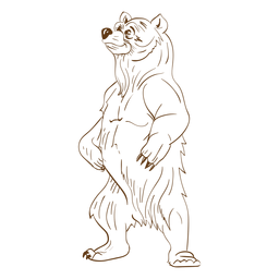 Stehender Braunbären-Strichkarikatur PNG-Design