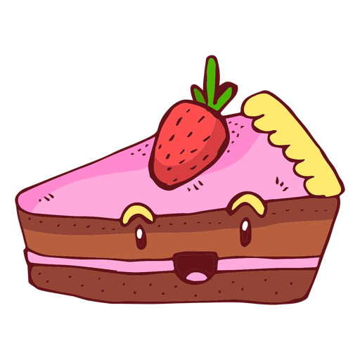 Strawberry cake character cartoon PNG Design