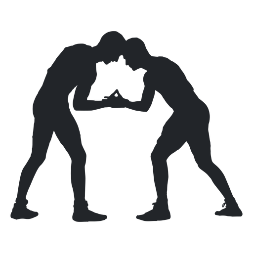 Wrestlers fighting silhouette