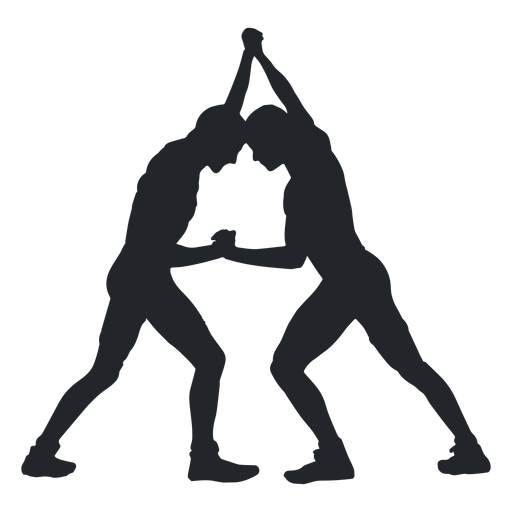 Wrestlers grappling hold silhouette PNG Design