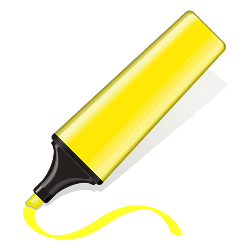 ?cone de marcador de texto amarelo 3d Desenho PNG