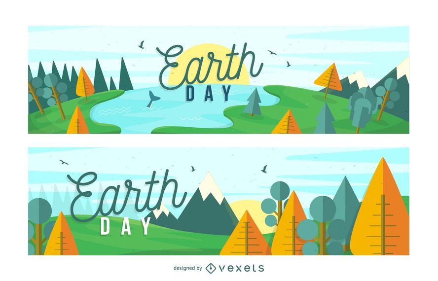 Conjunto de faixa de paisagem do dia da terra Conjunto de faixa de paisagem do dia da terra