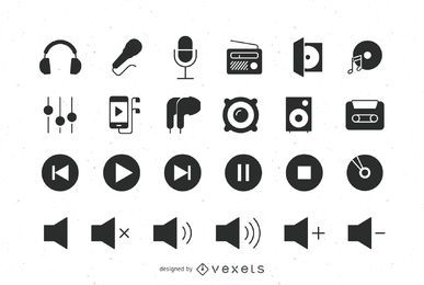 Audio flat icons set