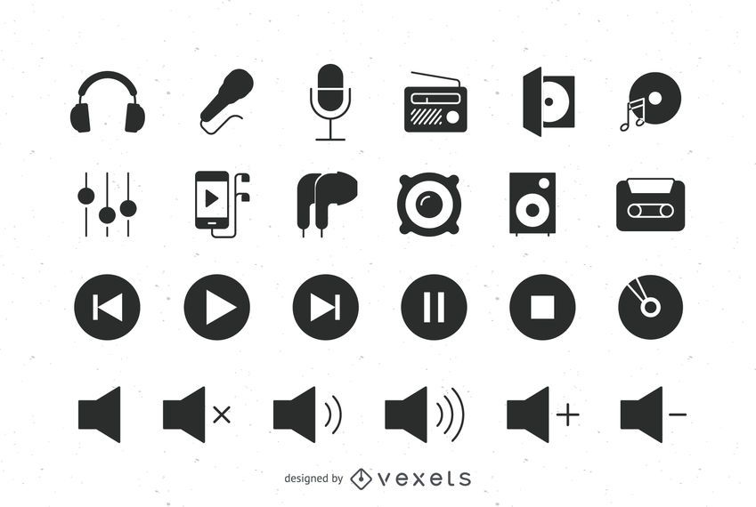 Audio flat icons set Audio flat icons set