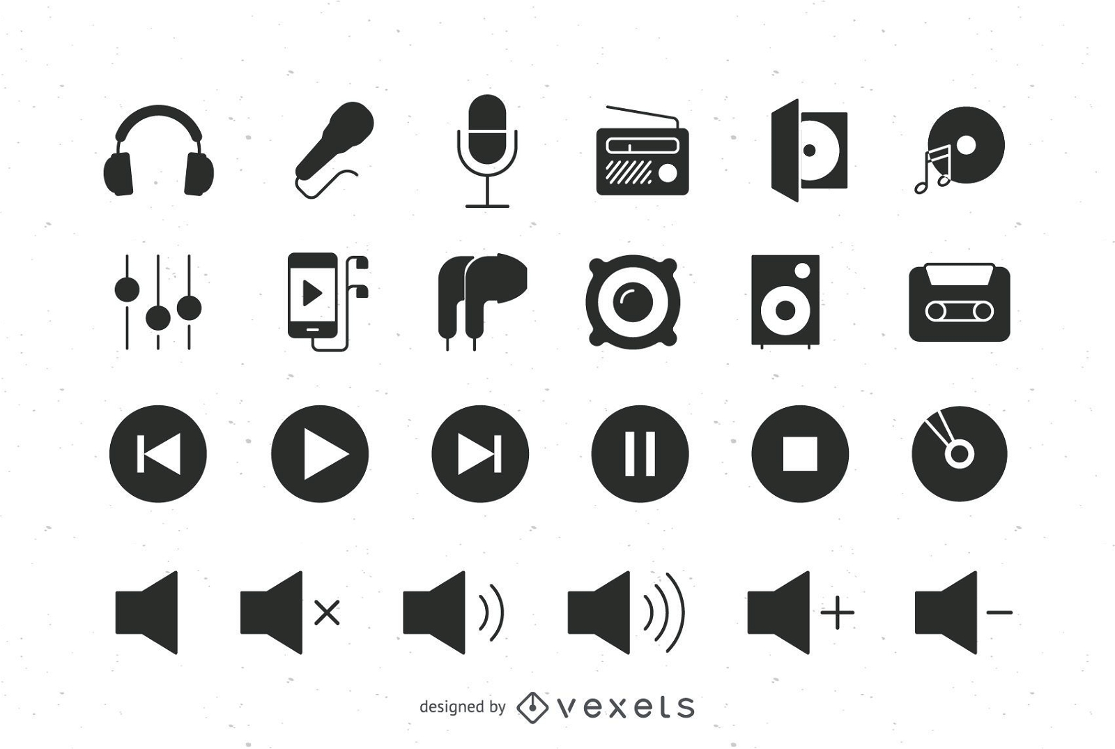 Audio flat icons set