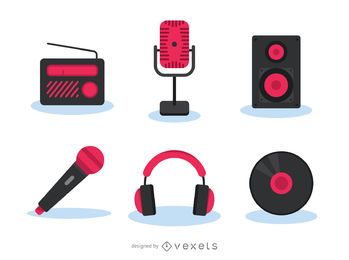 Conjunto de ícones de gadgets de música Conjunto de ícones de gadgets de música