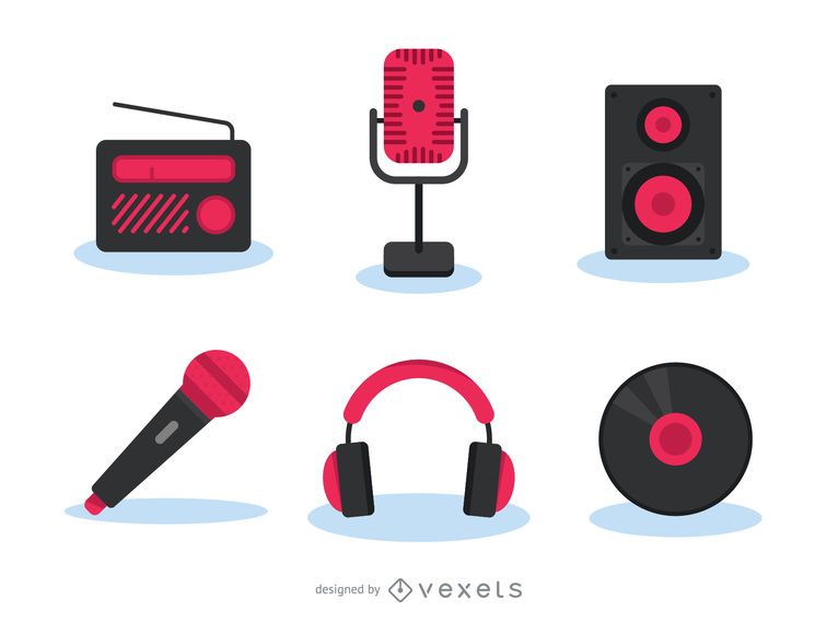 Conjunto de ícones de gadgets de música Conjunto de ícones de gadgets de música