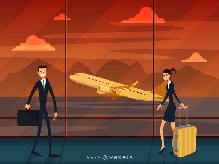 Airport terminal travel illustration Airport terminal travel illustration