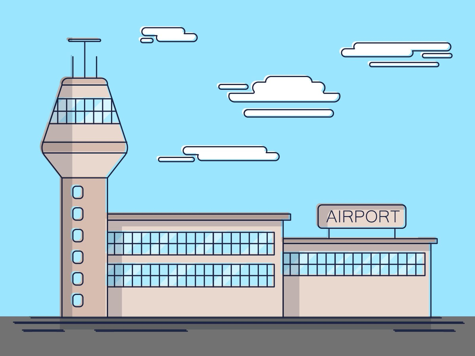 Ilustración simple del aeropuerto