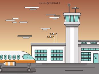 Flughafen Terminal Cartoon