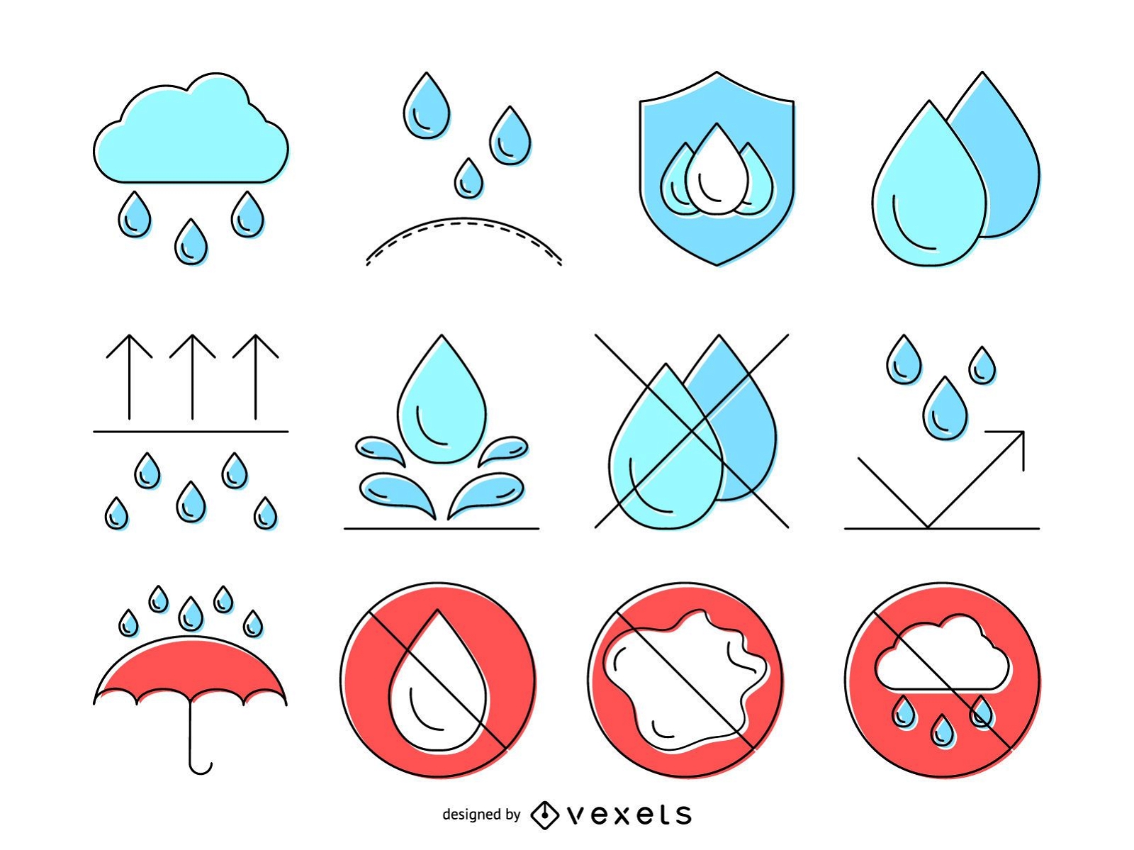 Conjunto de iconos de resistencia al agua
