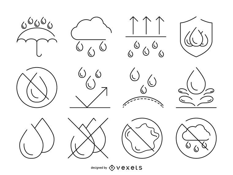 Conjunto de iconos de movimiento de resistencia de agua Conjunto de iconos de movimiento de resistencia de agua