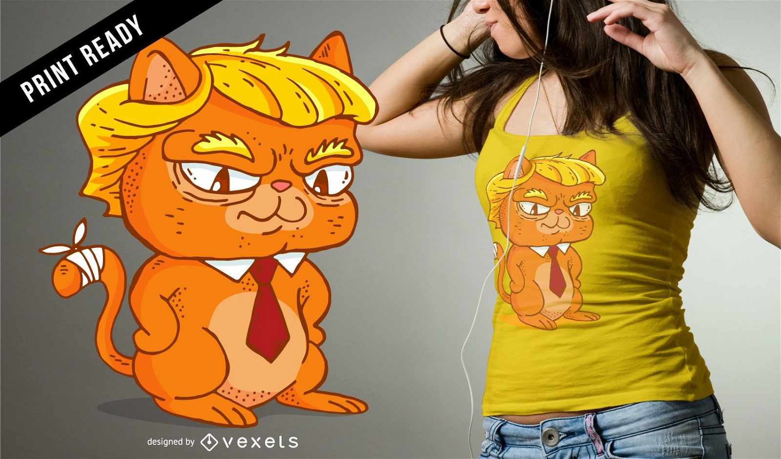 Design de t-shirt de desenho animado do gato Trump