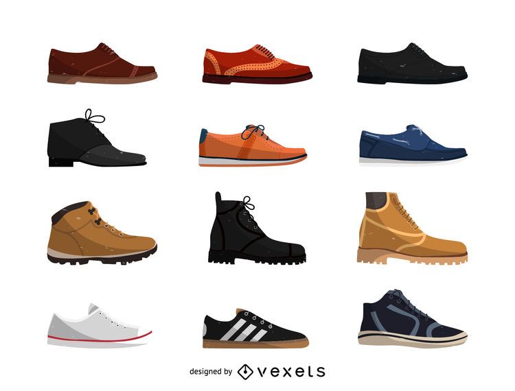 Conjunto de ilustração de sapatos de homens Conjunto de ilustração de sapatos de homens