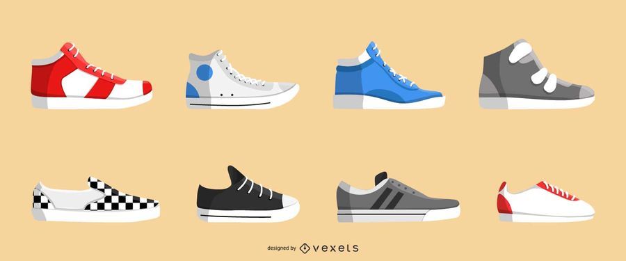 Realistic sneakers icon set Realistic sneakers icon set