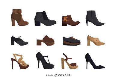 Conjunto de sapatos de salto alto de mulheres Conjunto de sapatos de salto alto de mulheres