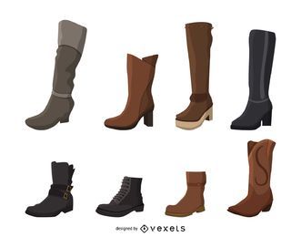 Conjunto de ilustração de botas femininas