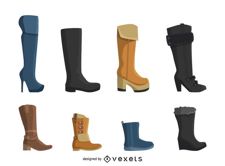 Women boots icon set Women boots icon set